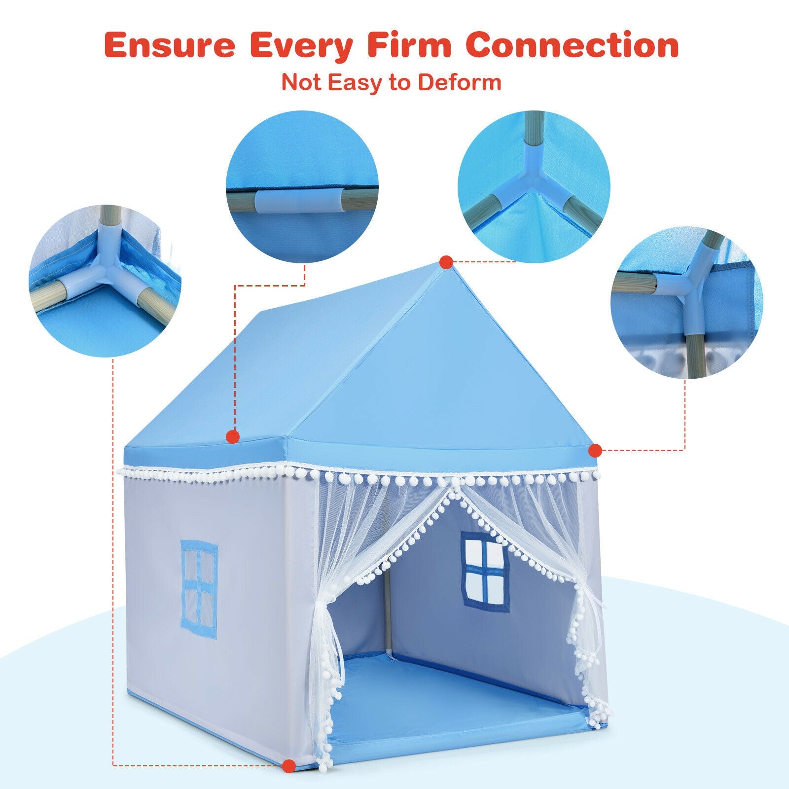 GemGear kids play tent large blue castle with mesh curtains and window panels on Tampa Home & Garden Store