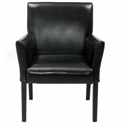 Modern PU Leather Executive Arm Chair Sofa by DirectDeals, black leather, four-leg frame on Tampa Home & Garden Store