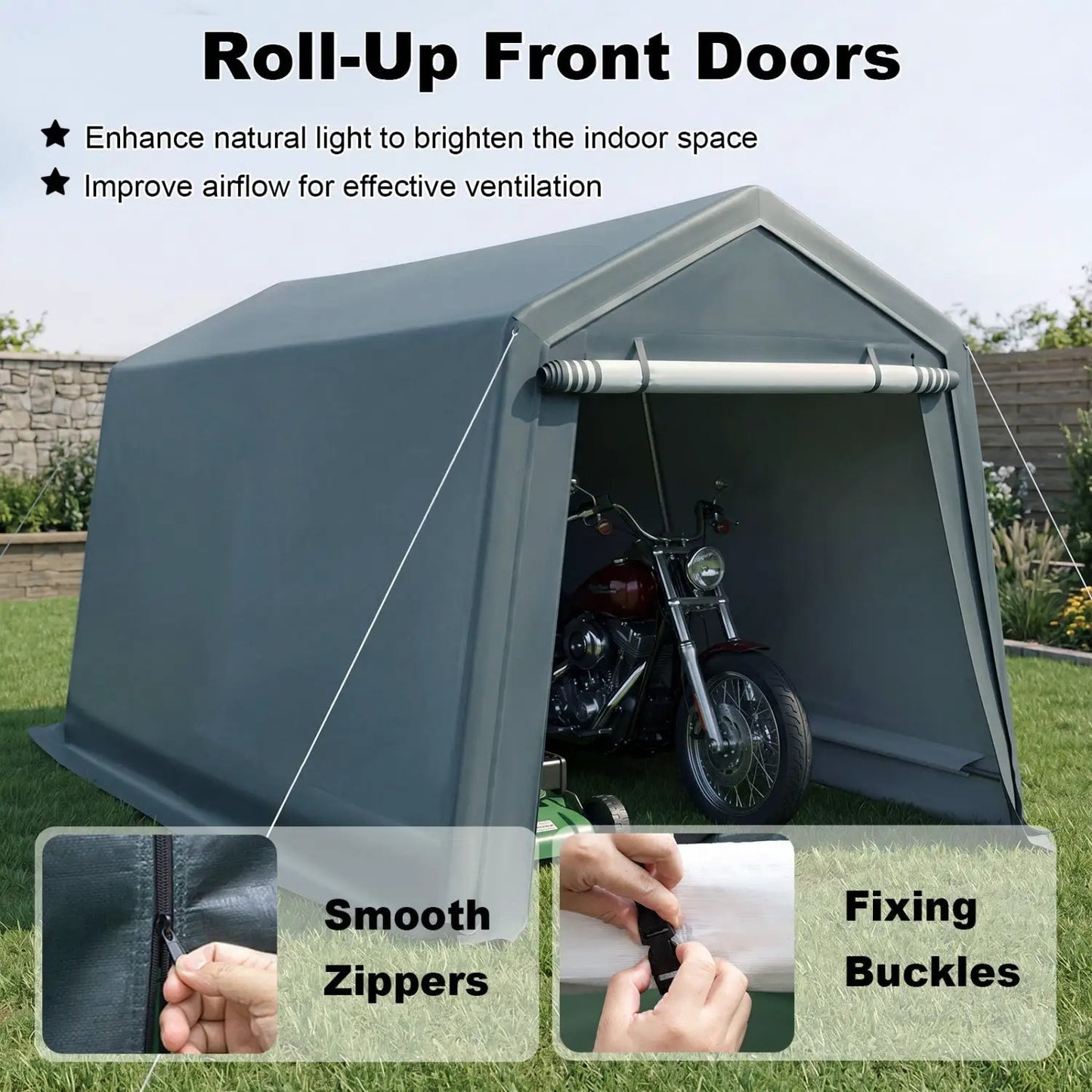 Outdoor Storage Shed 8.3x14 ft with Roll up Door