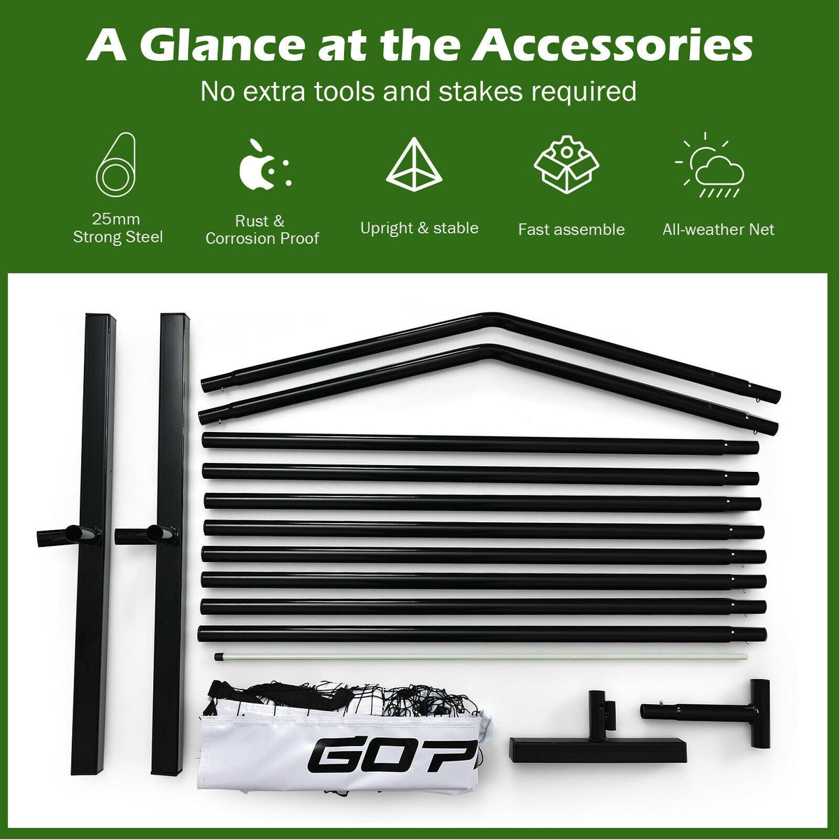 22 Feet Portable Pickleball Net Set by DirectDeals with carry bag and black metal poles on Tampa Home & Garden Store