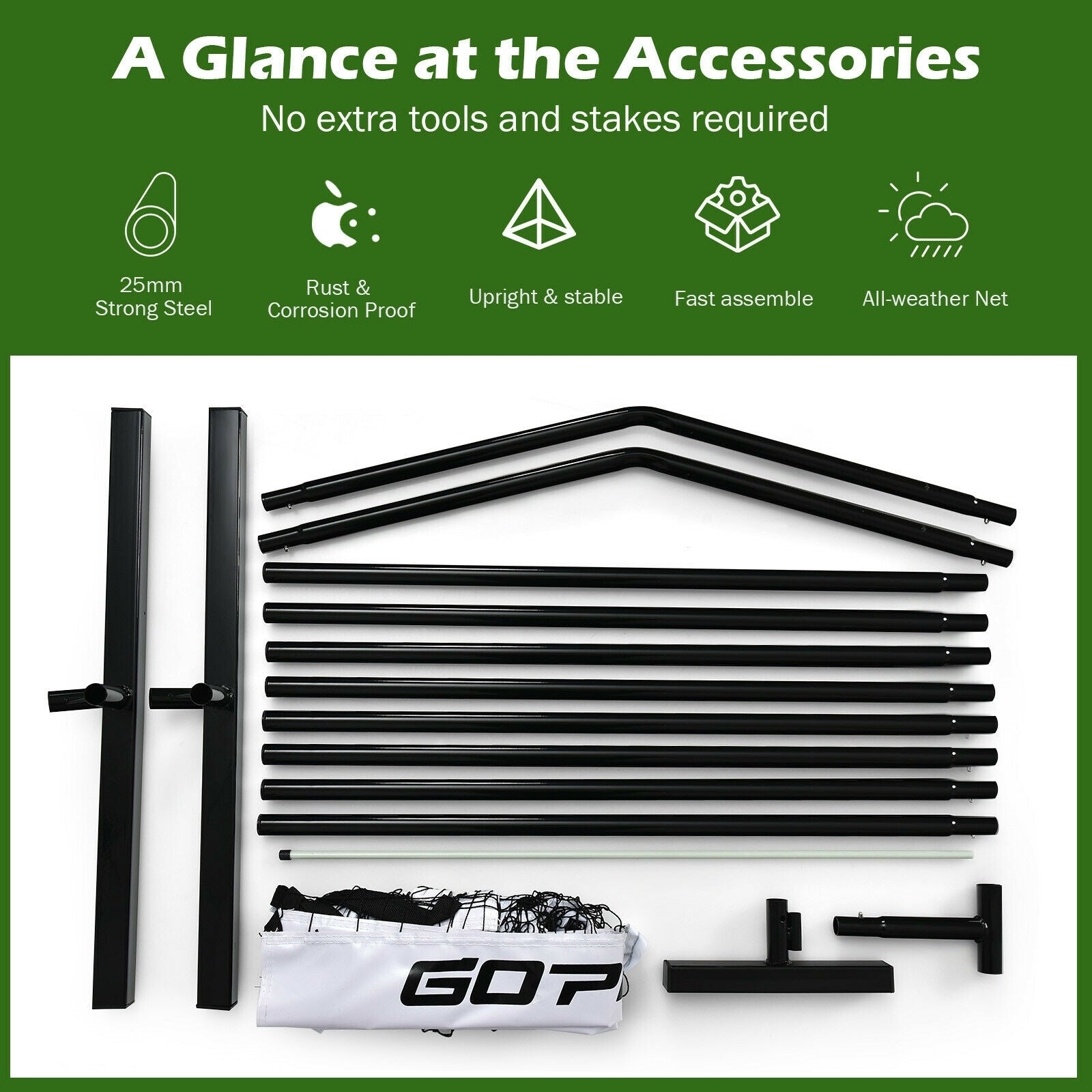 22 Feet Portable Pickleball Net Set by DirectDeals with carry bag and black metal poles on Tampa Home & Garden Store