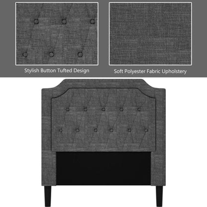 Cama Plataforma Tapizada Gemela de Lino con Cabecero y Base de Colchón