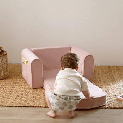 Tiny Land GentleSnug Kid Chair soft pink, compact play sofa for kids on Tampa Home & Garden Store