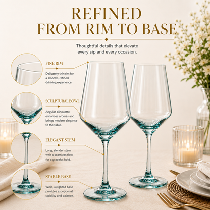 Elegant Set of Two Forest Green Stemmed Glasses