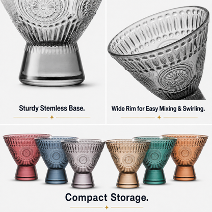 Elegant Hobnail Martini Glasses Set of Six