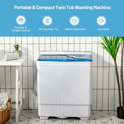 Lavadora semiautomática portátil de 26 libras con bomba de drenaje incorporada - Azul