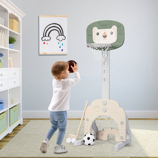 3-in-1 Adjustable Kids Basketball Hoop Sports Set-Green - Tampa Home & Garden Store