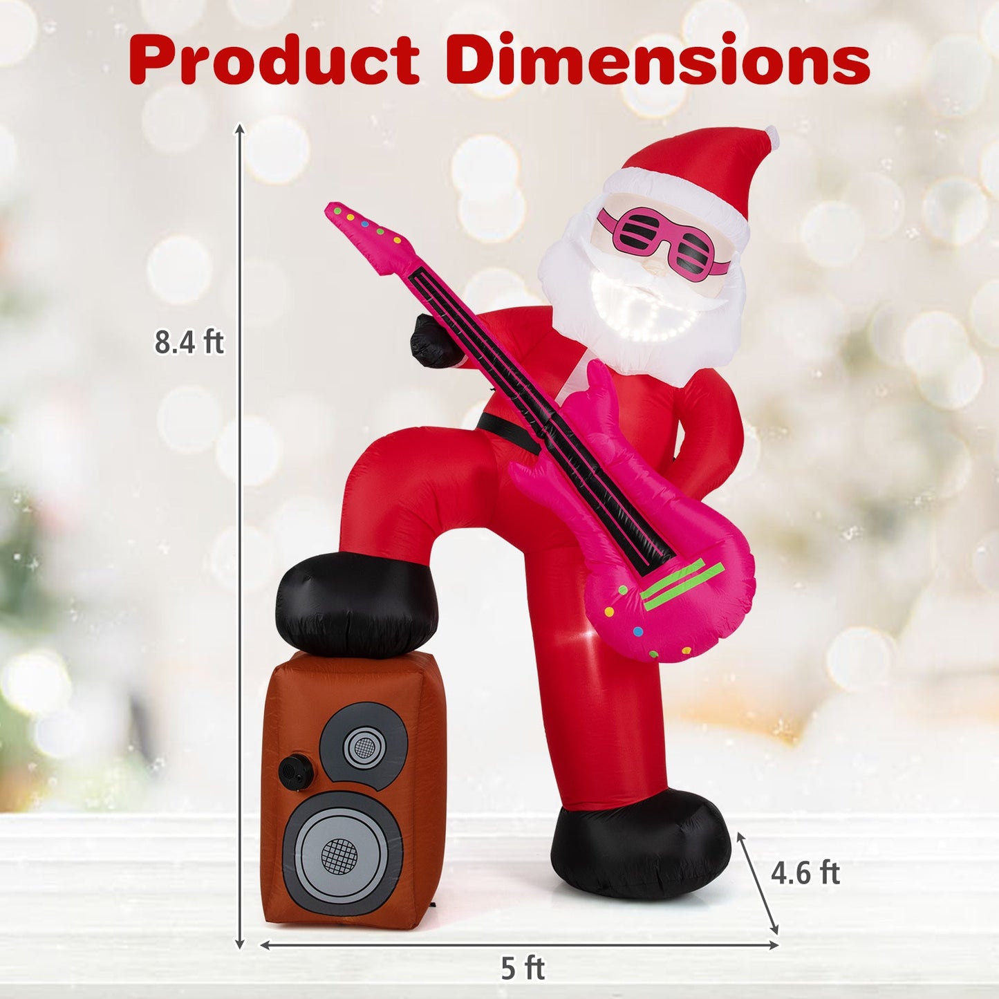 8.4 ft DirectDeals inflatable Santa, guitar, shades, LED lights, sound-synced effects on Tampa Home & Garden Store