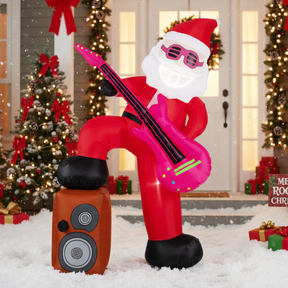 8.4 ft inflatable Santa Claus with pink guitar, sound-synced light effect and LED lights DirectDeals on Tampa Home & Garden Store