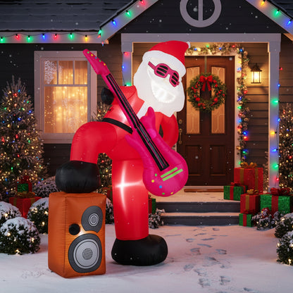 8.4 ft Inflatable Santa Claus with pink guitar LED lights sound-synced effects DirectDeals on Tampa Home & Garden Store