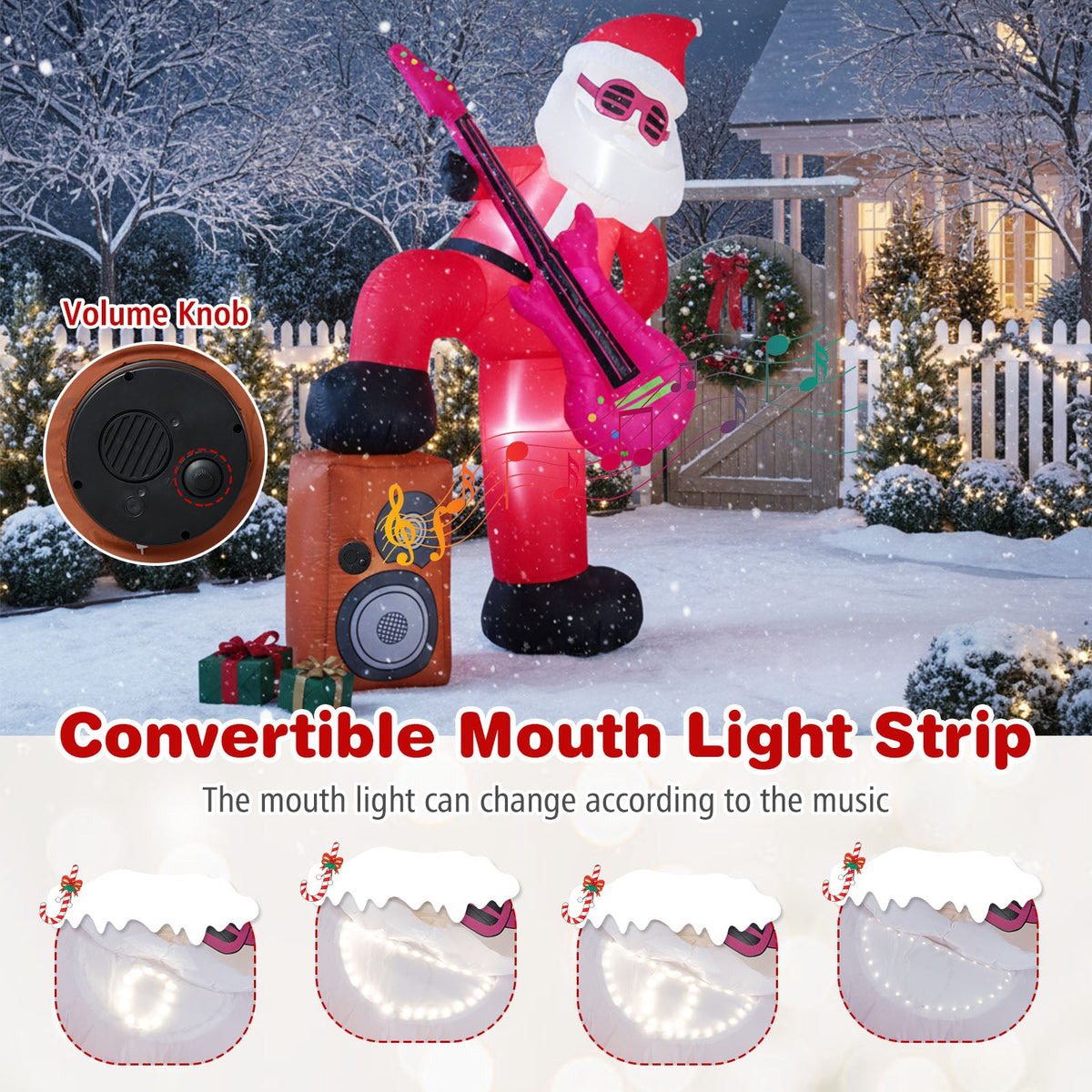 8.4 ft inflatable Santa Claus with sound-synced LED lights and pink guitar, DirectDeals on Tampa Home & Garden Store