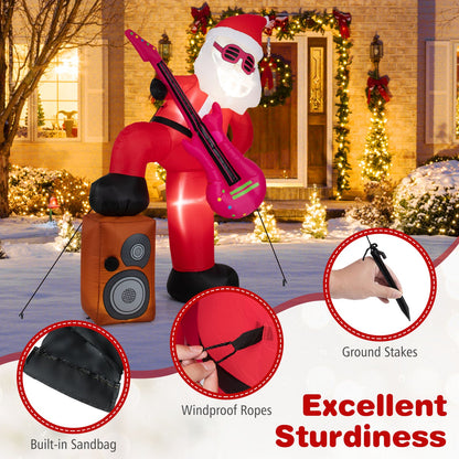 8.4 ft Inflatable Santa Claus with pink guitar, LED lights, sound-synced effects on Tampa Home & Garden Store