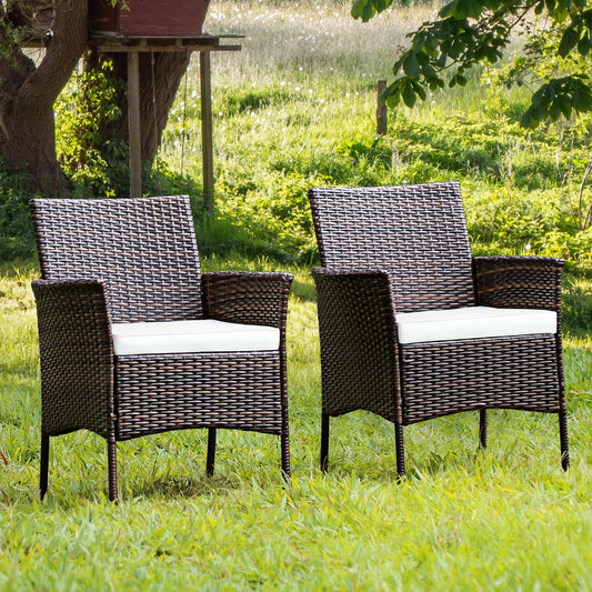 2 Pieces Outdoor PE Rattan Armchairs with Removable Cushions - Tampa Home & Garden Store