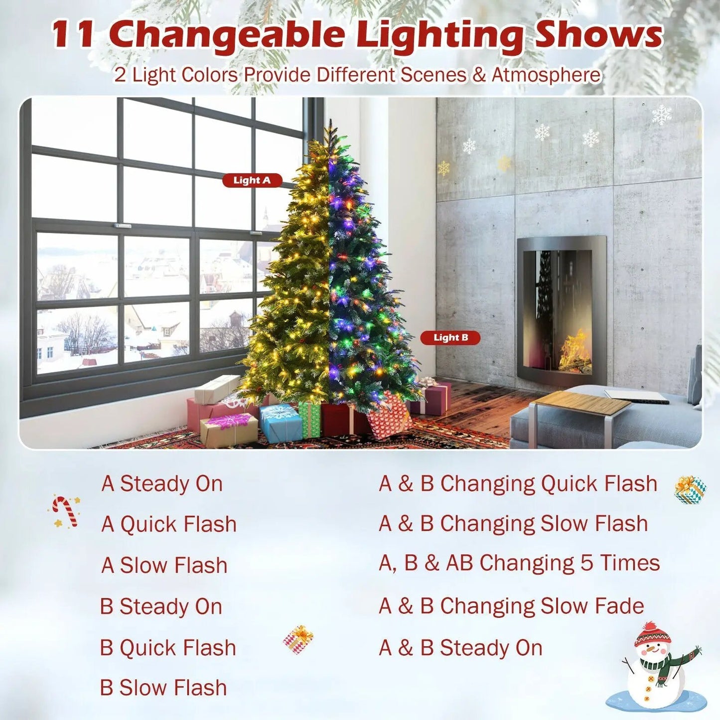 Pre Lit Snowy Christmas Hinged Tree with Lights