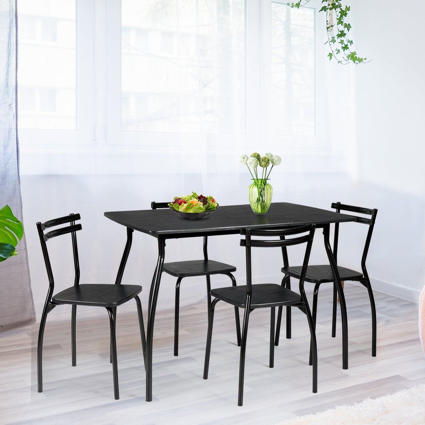 Juego de comedor de 5 piezas con 4 sillas y respaldos