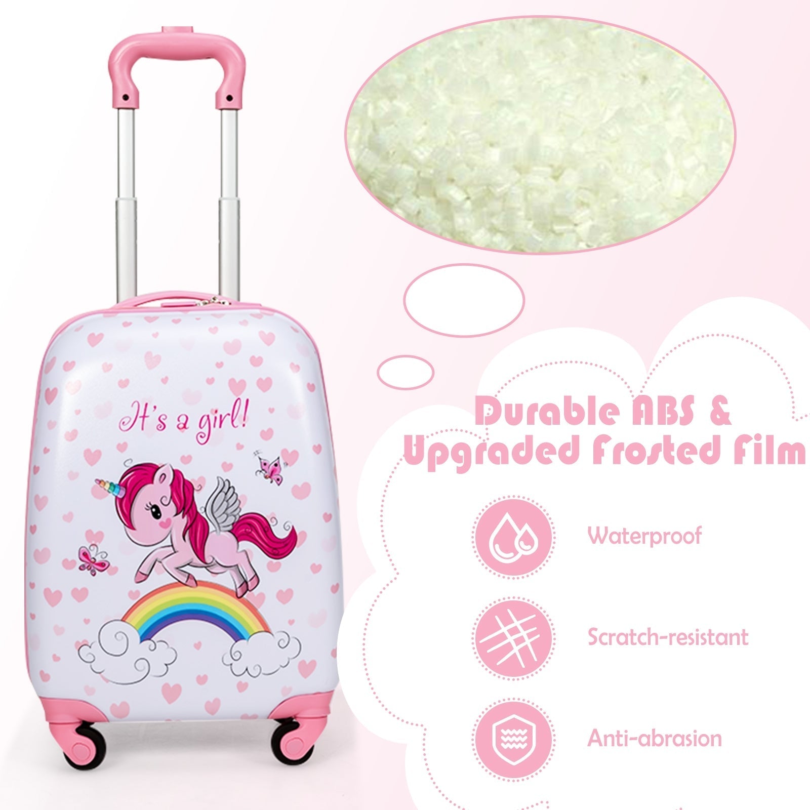 2-piece GemGear kids luggage set: 12in pink backpack and 16in pink carry-on suitcase with wheels on Tampa Home & Garden Store
