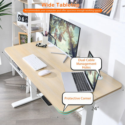 Escritorio eléctrico regulable de 48 pulgadas con panel de control y puerto USB - Beige
