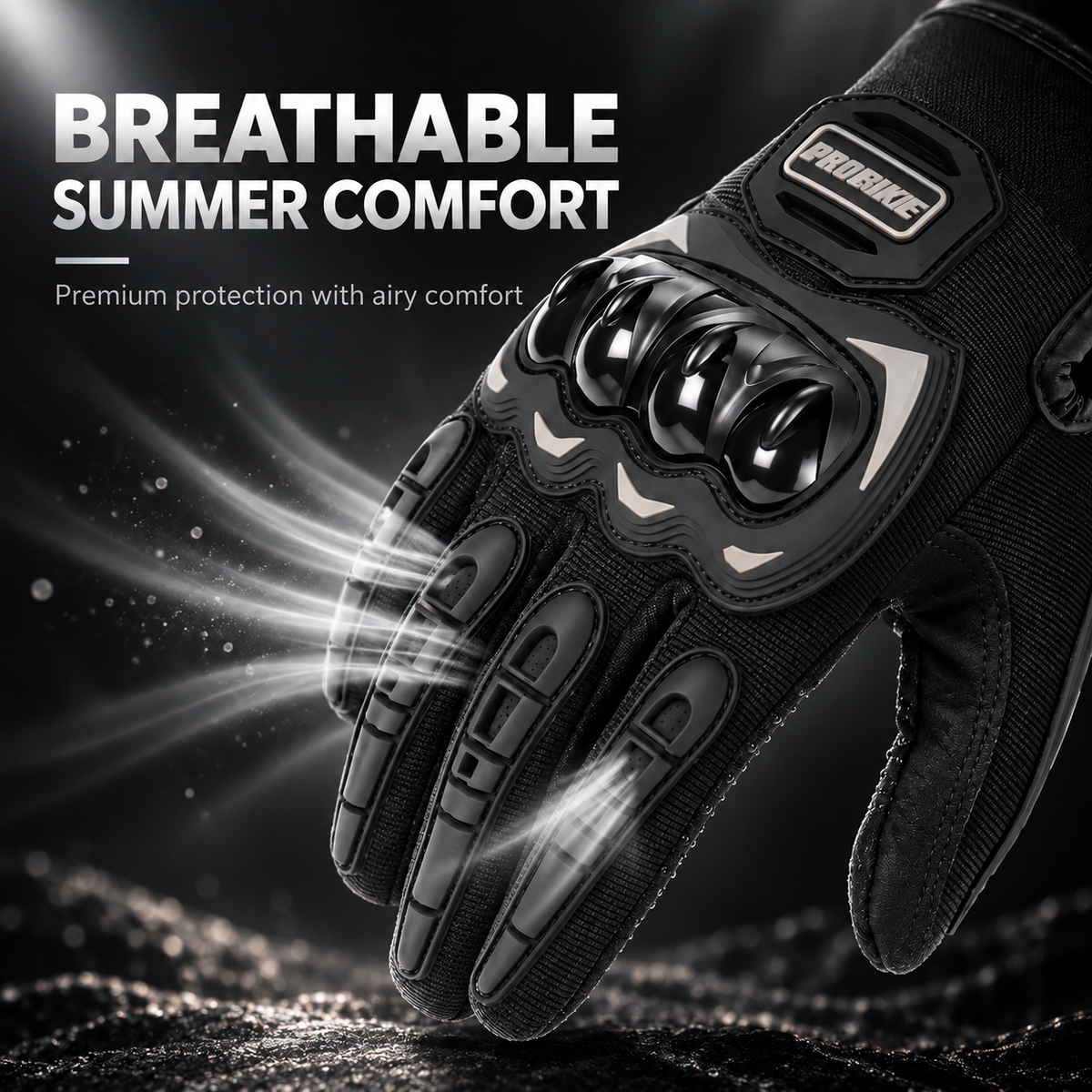 Summer Breathable Touch Screen Gloves, black motorcycle gloves with knuckle guards, BikerZoneZ on Tampa Home & Garden Store