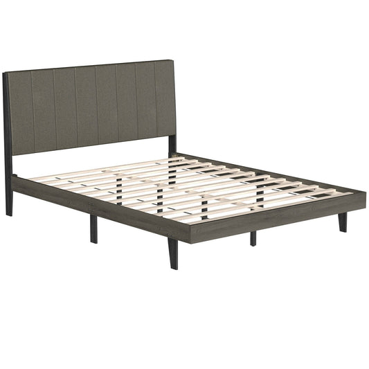 Queen Size Upholstered Bed Frame with Tufted Headboard - Tampa Home & Garden Store
