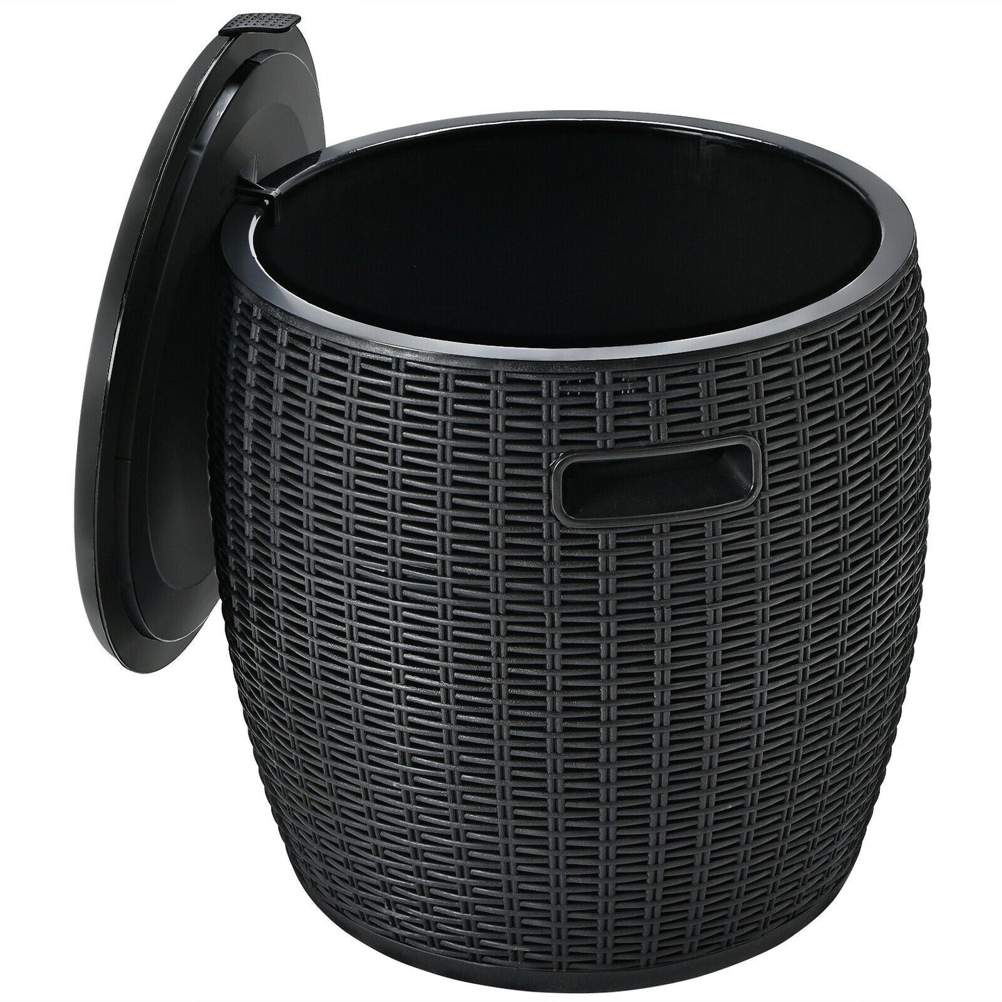 9.5 Gallon 4-in-1 Patio Rattan Cool Bar Cocktail Table Side Table by GemGear, black woven wicker on Tampa Home & Garden Store