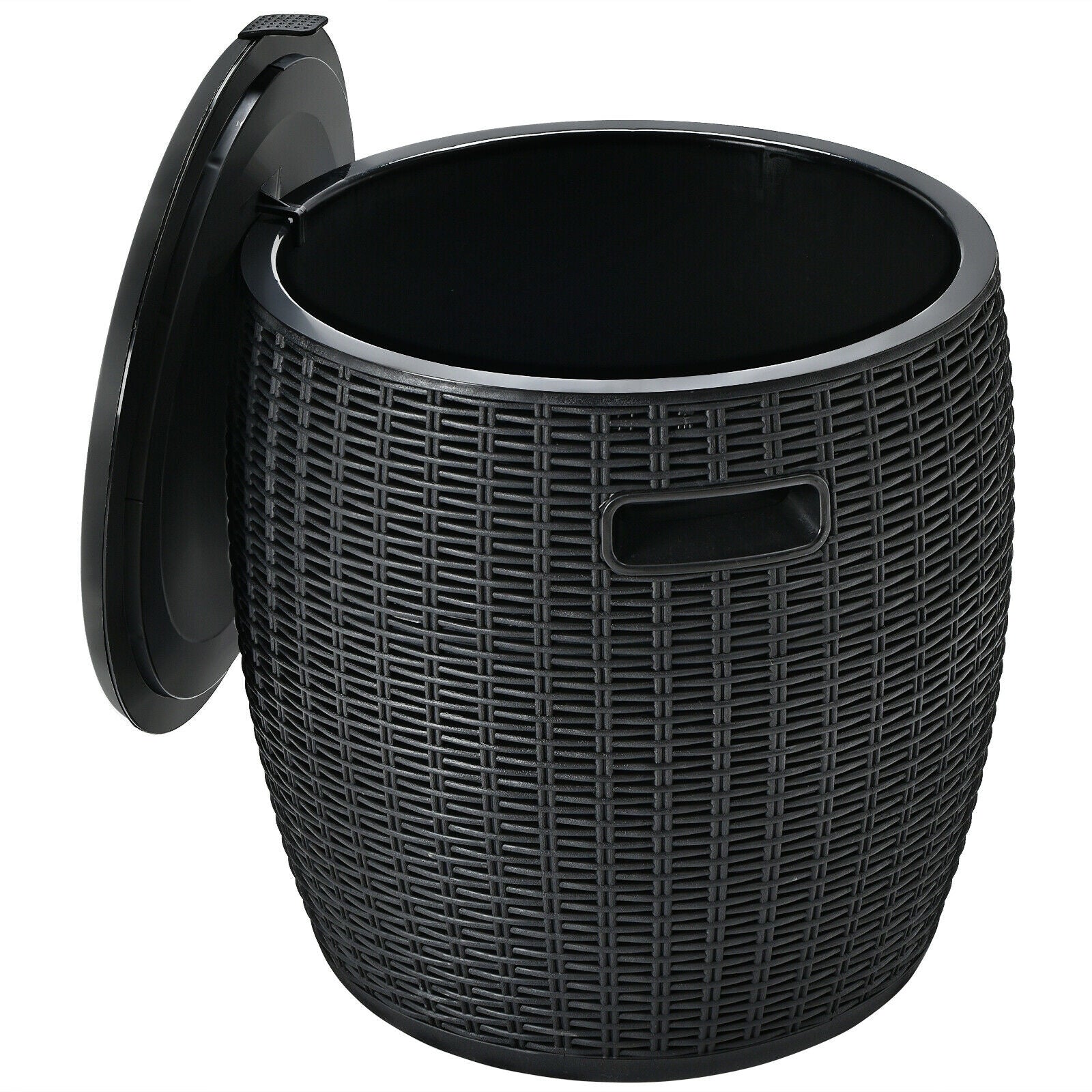 9.5 Gallon 4-in-1 Patio Rattan Cool Bar Cocktail Table Side Table by GemGear, black woven wicker on Tampa Home & Garden Store