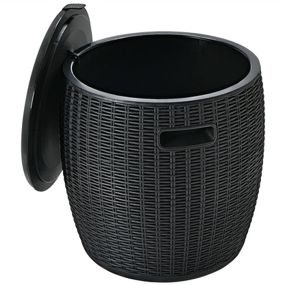 9.5 Gallon 4-in-1 Patio Rattan Cool Bar Cocktail Table Side Table by GemGear, black woven wicker on Tampa Home & Garden Store