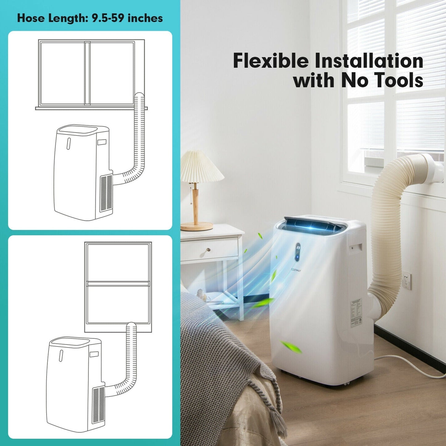 Aire Acondicionado Portátil 4 en 1 de 12000 BTU con Control Inteligente-Blanco