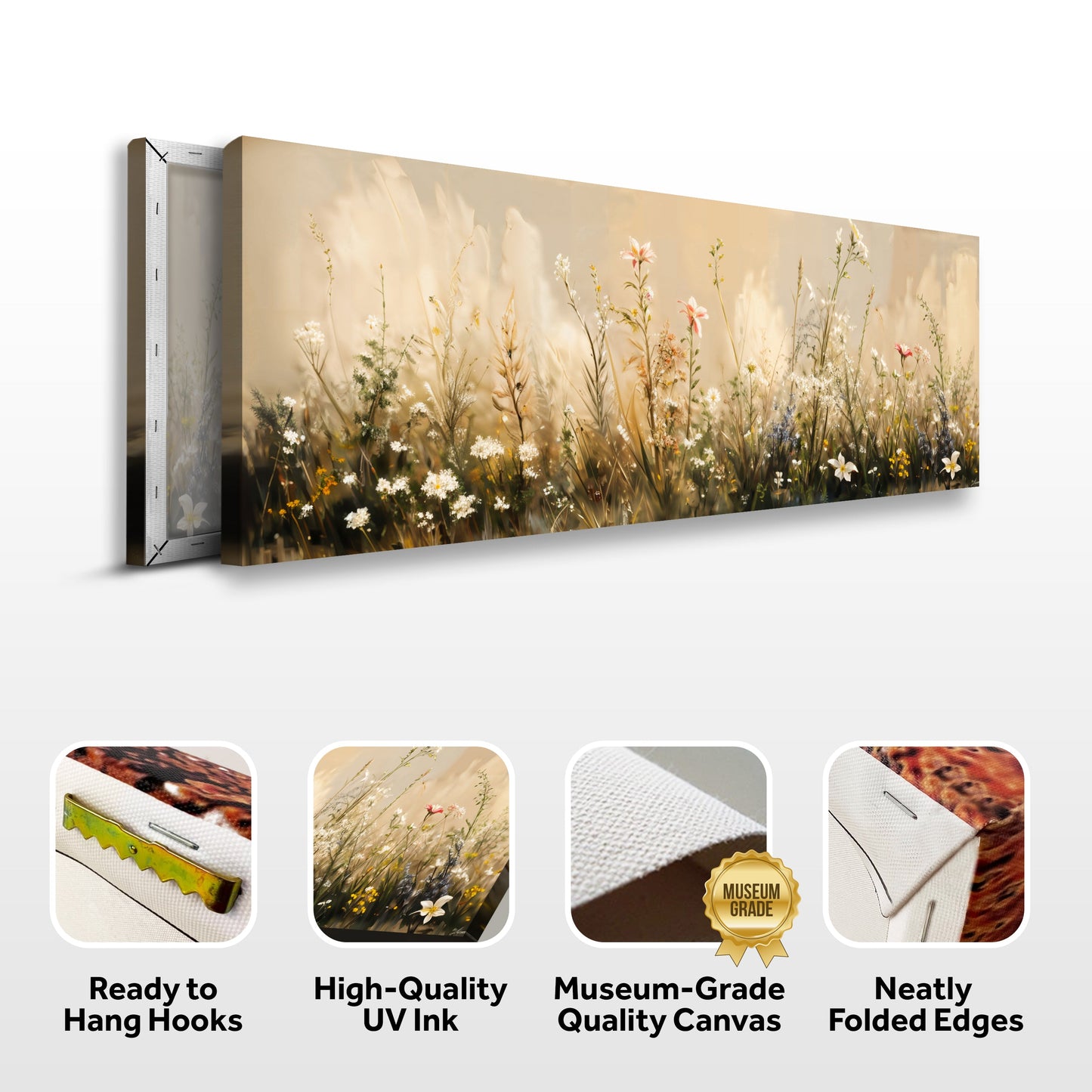 Flower Field Wall Art canvas by Tailored Canvases warm golden meadow wildflowers crafting canvas on Tampa Home & Garden Store