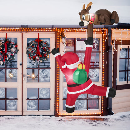 8.5 ft DirectDeals Christmas inflatable Santa with raised arm and climbing reindeer, built-in LED lights on Tampa Home & Garden Store