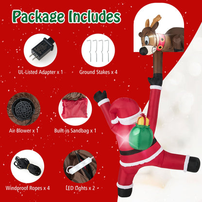 8.5ft Christmas inflatable Reindeer and Climbing Santa with built-in LED lights DirectDeals on Tampa Home & Garden Store