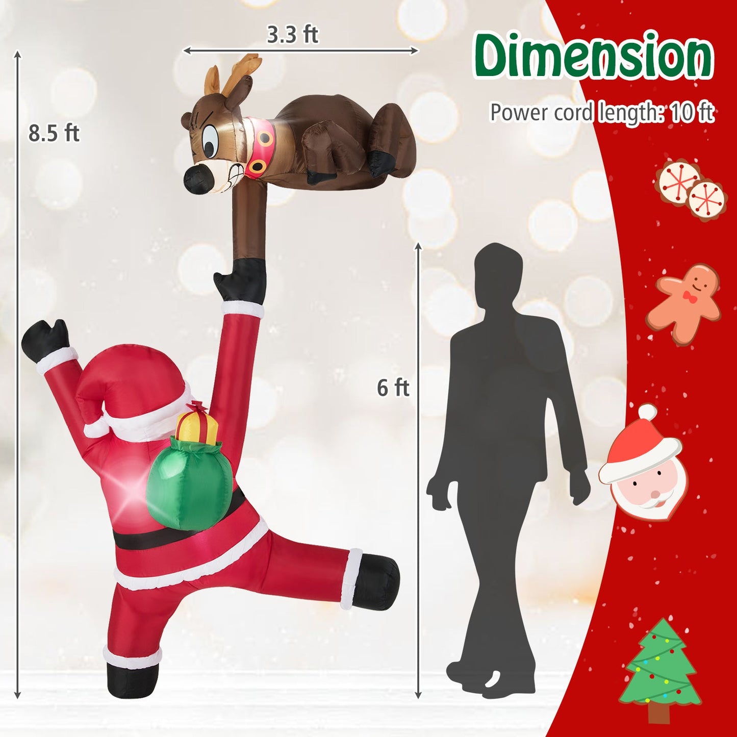 8.5 ft Christmas inflatable set with reindeer and climbing Santa built-in LED lights DirectDeals on Tampa Home & Garden Store