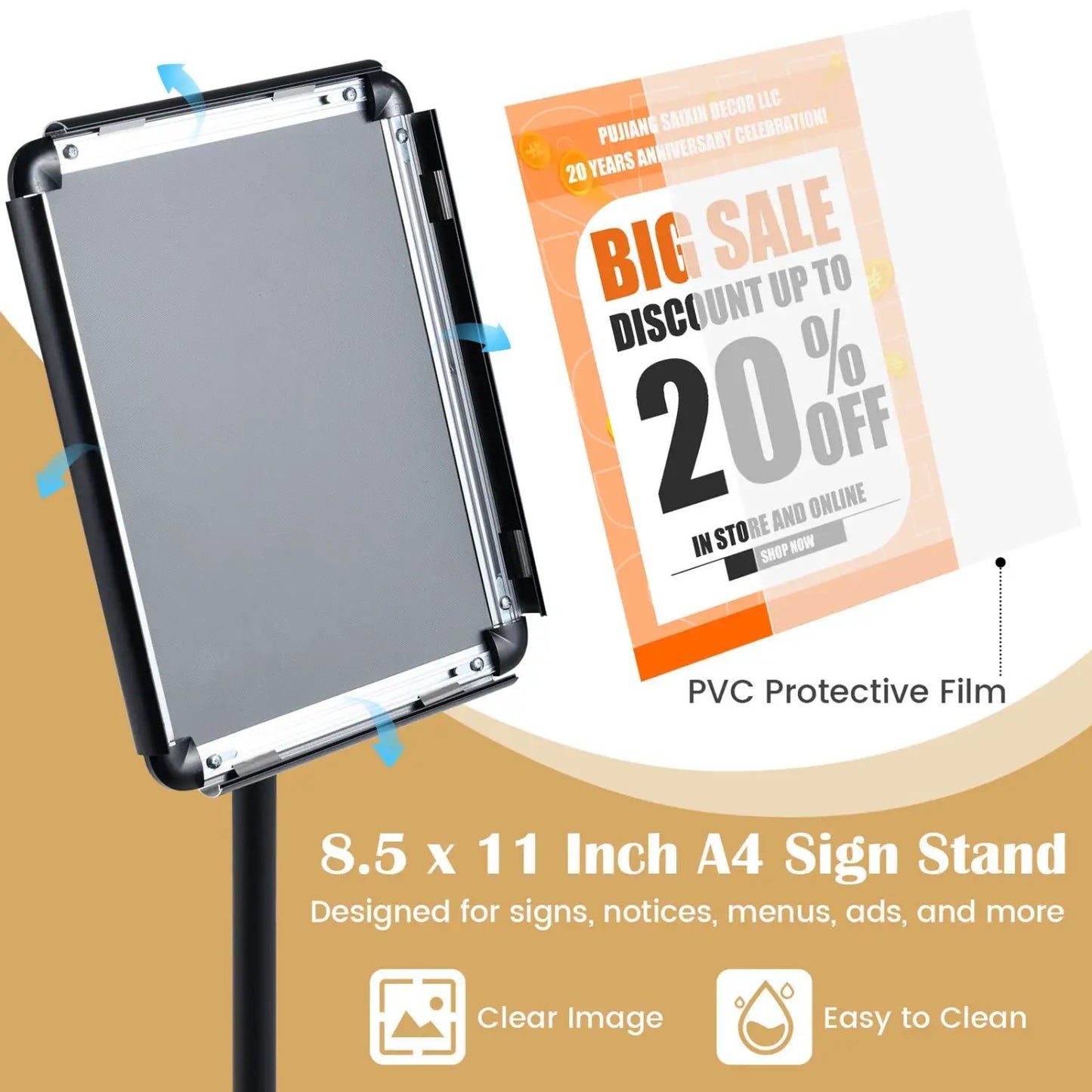 Adjustable Sign Holder Stand with 360 Rotation