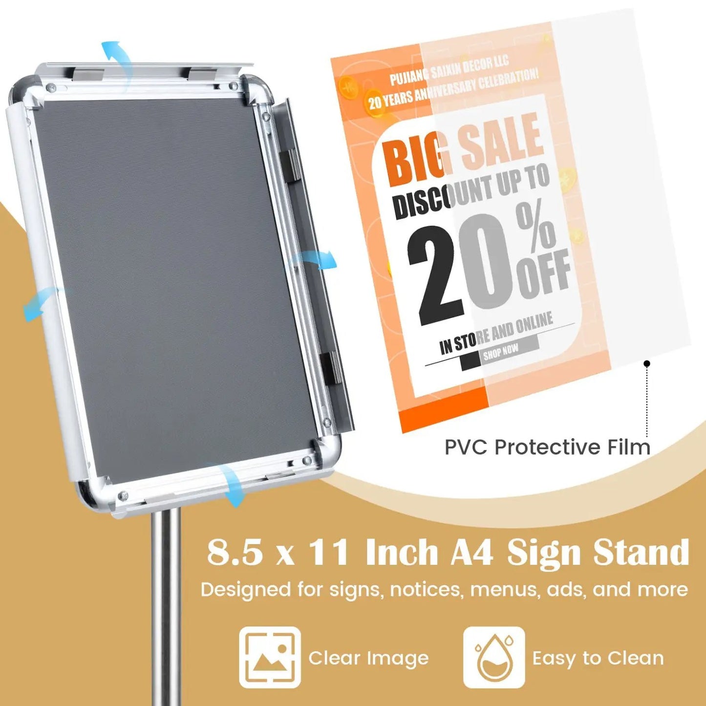 Adjustable Sign Holder Stand with 360 Rotation