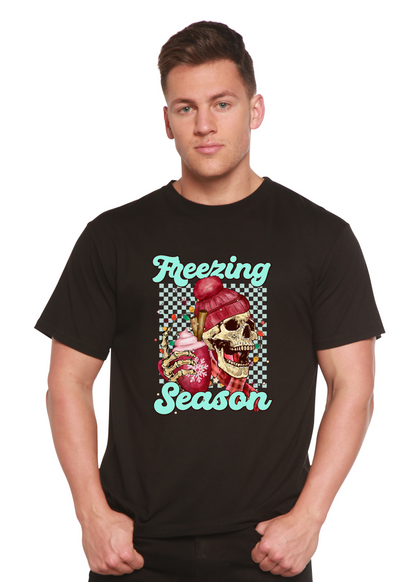 Freezing Season unisex bamboo graphic T-shirt black with skull ice cream art by Spun Bamboo on Tampa Home & Garden Store