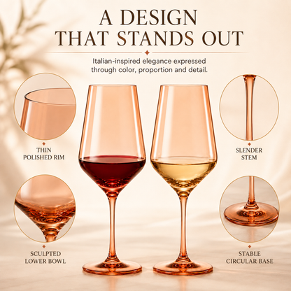 Burnt Orange Stemmed Wine Glassware Set of Two