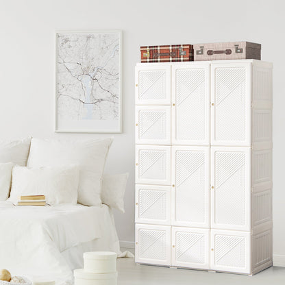 Armario de tela plegable con 10 cubos