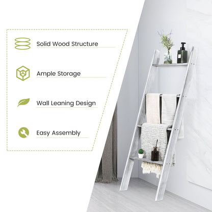Estantería tipo escalera de pared de 4 niveles - Gris