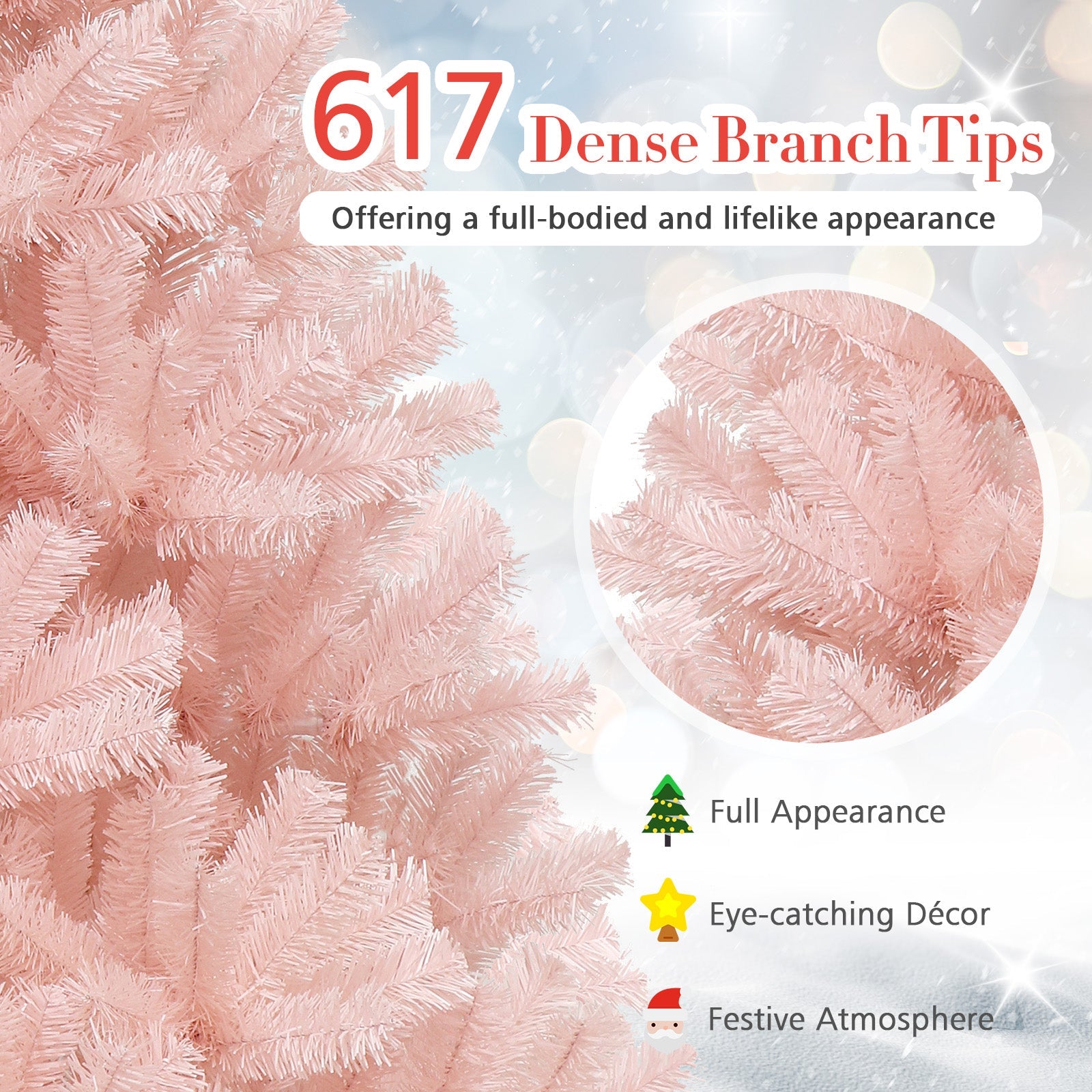 6/7 ft pink artificial Christmas tree with hinged full fir branches DirectDeals on Tampa Home & Garden Store
