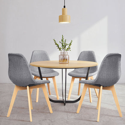 Juego de 4 sillas de comedor modernas con patas de madera y asiento acolchado de tela