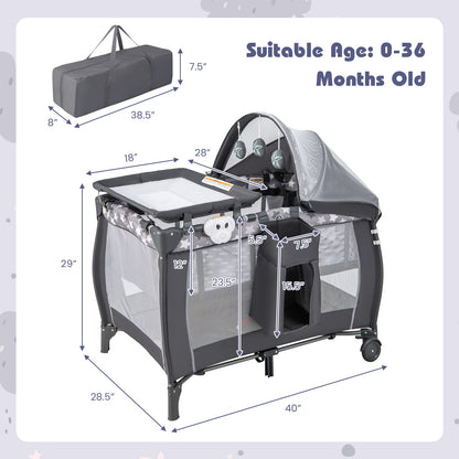 Portable Baby Nursery Center 4-in-1 Portable Travel Crib