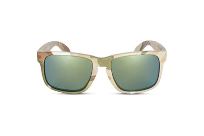 Decoy MultiCam sunglasses by Skeleton Optics with camo frame and green mirrored lenses on Tampa Home & Garden Store