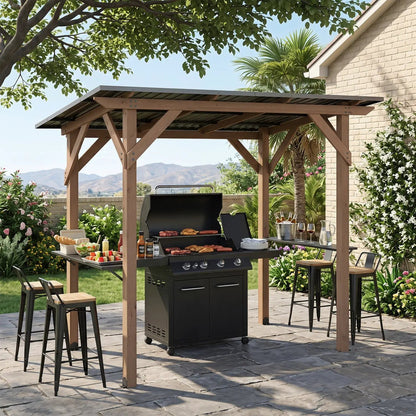 Grill Gazebo Cedar Wood with Serving Shelves