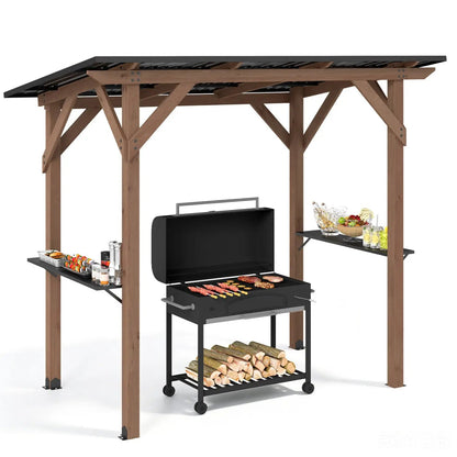 Grill Gazebo Cedar Wood with Serving Shelves