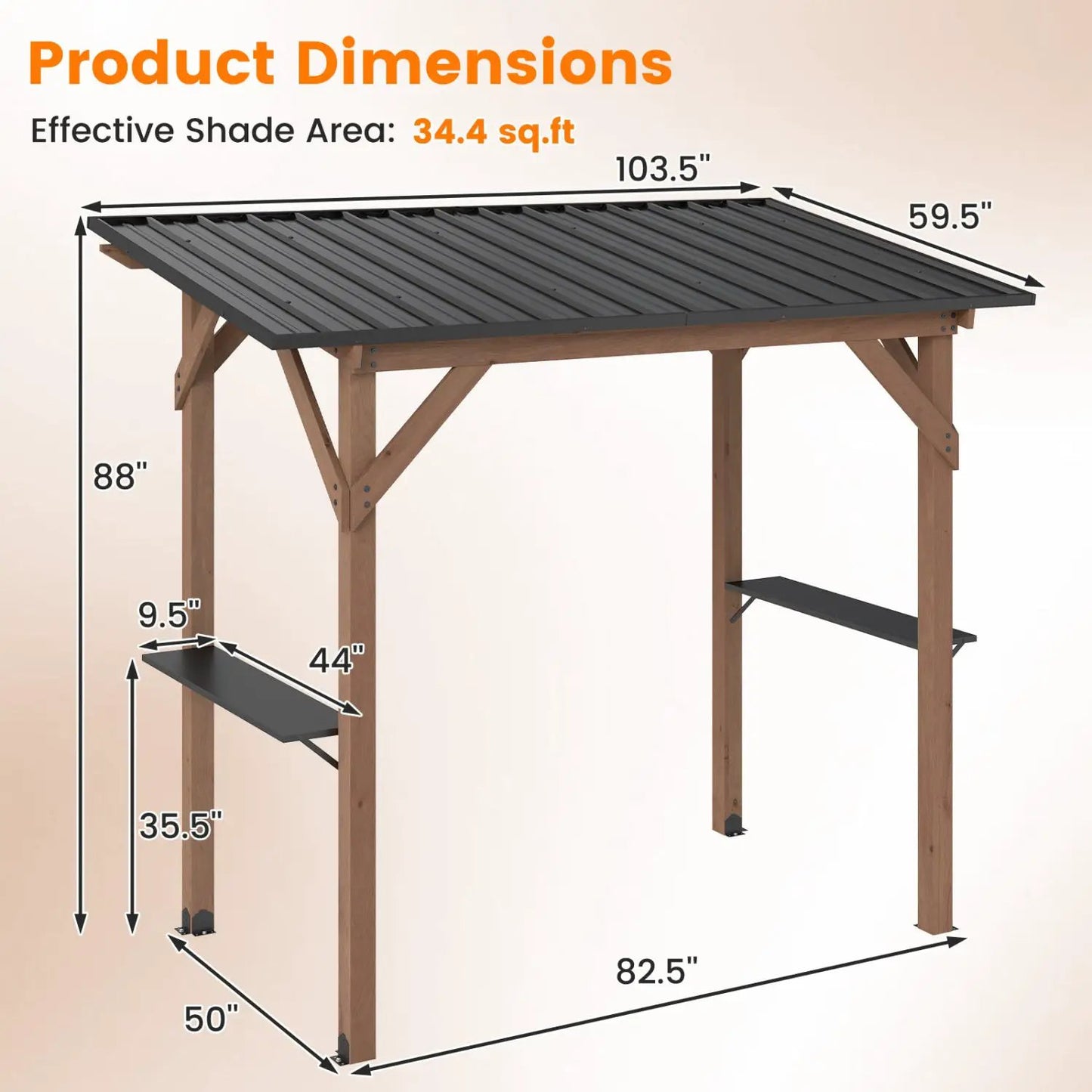Grill Gazebo Cedar Wood with Serving Shelves
