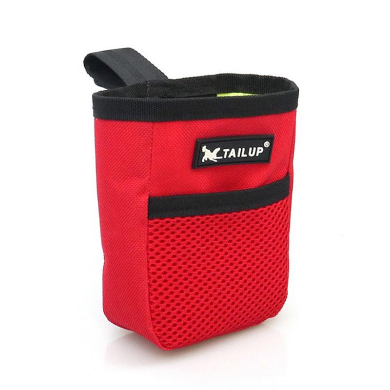 Dog treat pouch waist bag red with black trim and mesh front pocket Tailup logo on Tampa Home & Garden Store