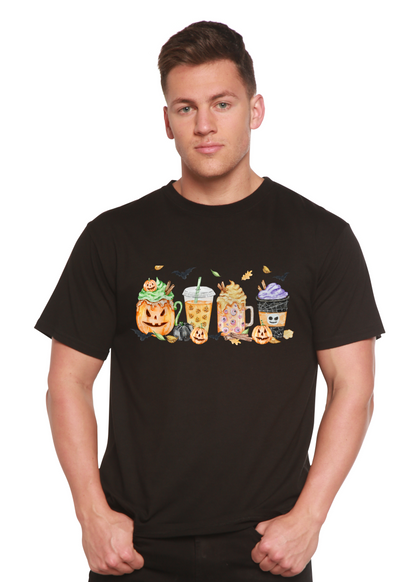 Happy Halloween men's bamboo viscose organic cotton graphic T-shirt with pumpkin cup print on Tampa Home & Garden Store