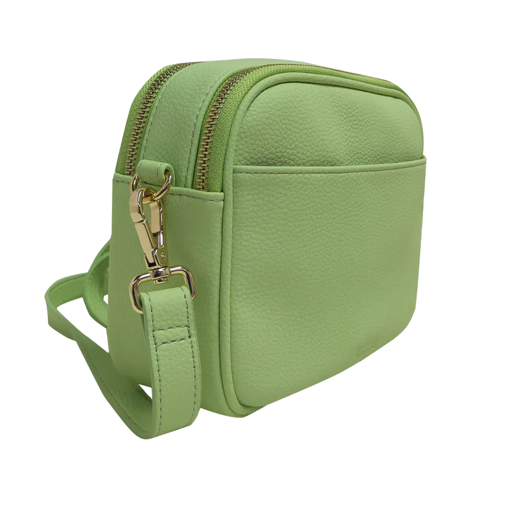 Genuine Leather Double Zipper Crossbody