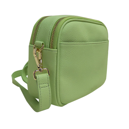 Genuine Leather Double Zipper Crossbody