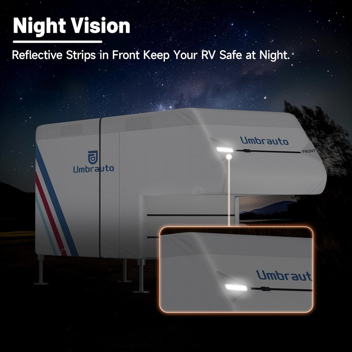 Umbrauto slide-in truck camper cover on RV; 300D Oxford waterproof, windproof straps & air vents on Tampa Home & Garden Store