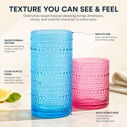 Madrid Acrylic Hobnail Lowball Glasses Set of 12